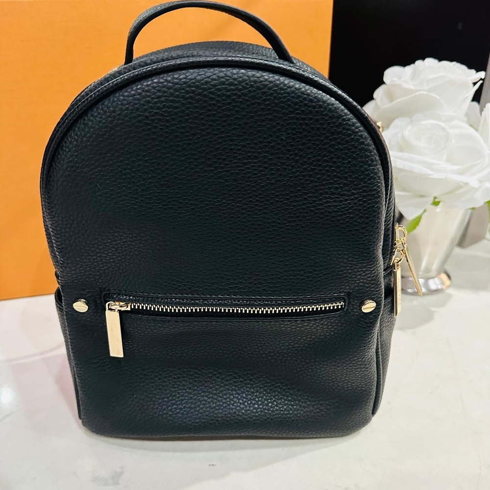 Elegant Black Leather Backpack
